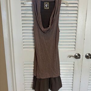 Free People Cowl Neck Sleeveles Loose Fit Pleaded Skirt Dress